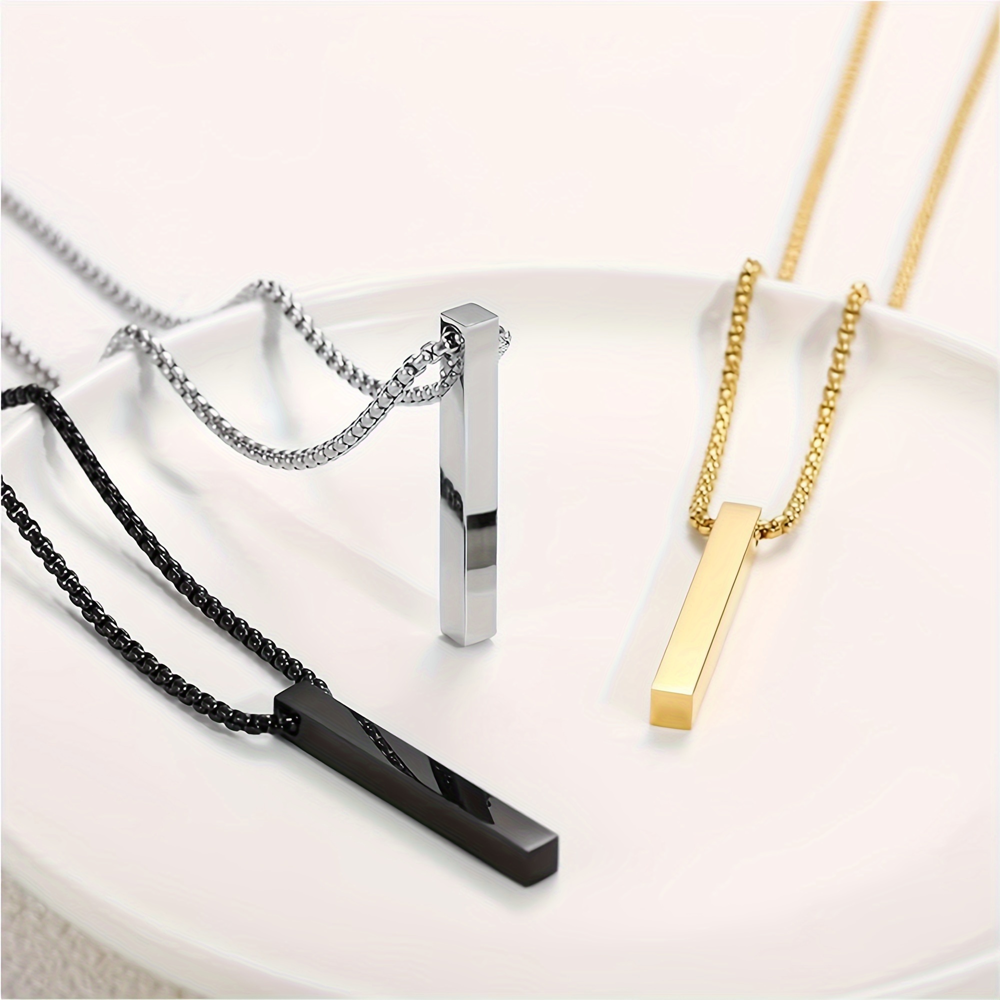 Long Stainless Steel Pendant Necklace